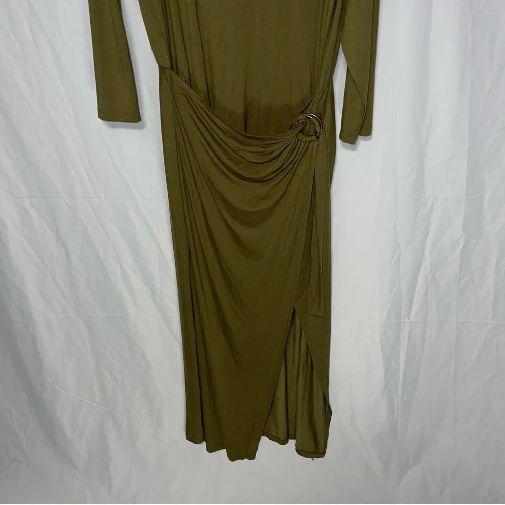 NEW FREE PEOPLE ALYSSA LONG SLEEVE WRAP DRESS OLIVE size small NWT - Picture 4 of 8